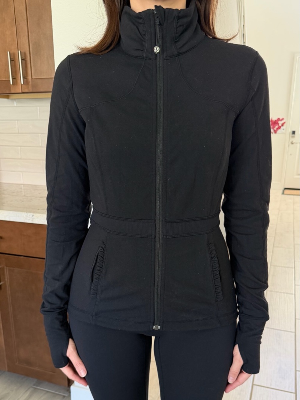RARE Lululemon Full-Zip Equestrian Ruffle Jacket Black - Size 8
